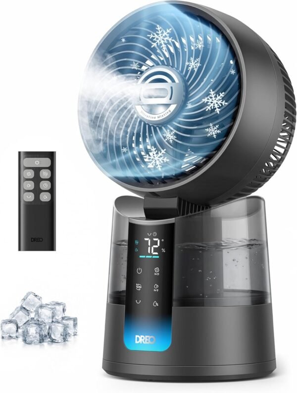 DREO Portable Misting Fan with Water Tank and Remote Control