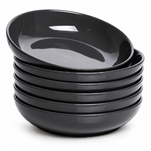 Set of 6 Glossy Black Serving Bowls