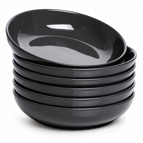 Set of 6 Glossy Black Serving Bowls