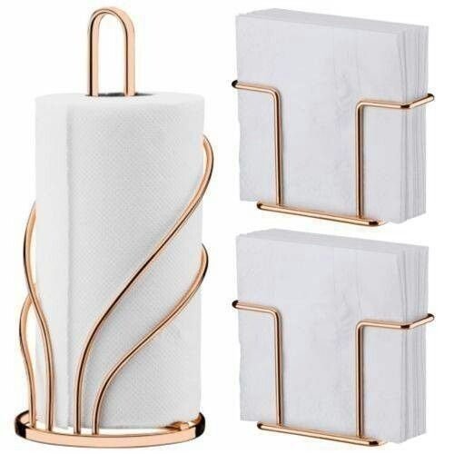 Rose Gold Paper Towel Holder & Napkin Holder Set