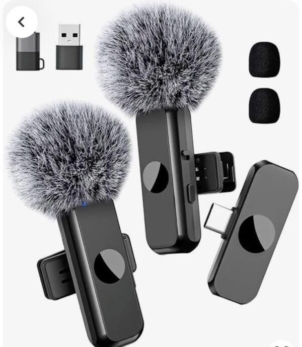 4 Wireless Lavalier Microphone Set with Charging Case