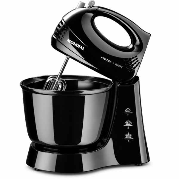 6 Mondial Electric Hand Mixer with Mixing Bowl – Black
